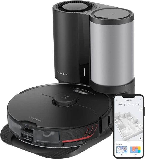 roborock S7 MaxV Plus Robot Vacuum and Sonic Mop with Auto-Empty Dock, ReactiveAI 2.0 Obstacle Avoidance, Real-Time Video Call, 5100Pa Suction,Compatible with Alexa, Perfect for Pet Hair