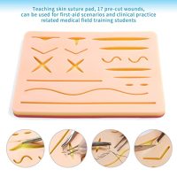 Suture Practice Kit for Medical Students Suture Training Kit Including Silicone Suture Pad with 17 Pre-Cut Wounds, and Mixed Suture Threads with Needles