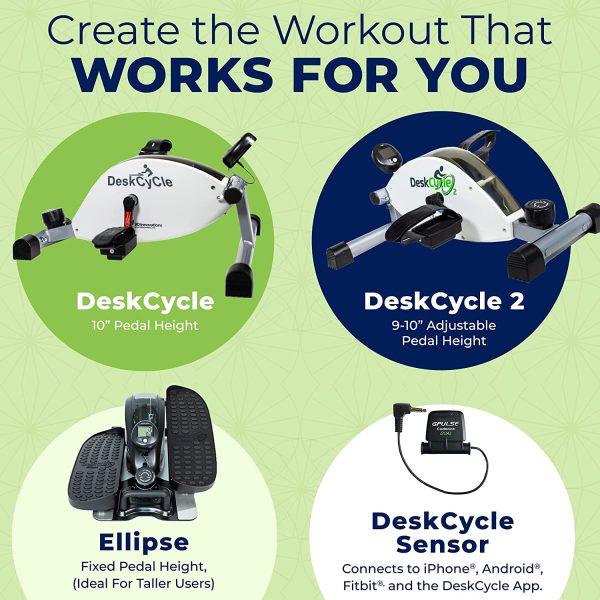 DeskCycle 2 Under Desk Bike Pedal Exerciser with Adjustable Leg – Mini Exercise Bike Desk Cycle, Leg Exerciser for Physical Therapy & Desk Exercise