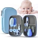 Baby Grooming Kit - Essentials Newborn Care Items for Travel & Home Use-with Manicure Set, Thermometer - Baby Essentials for Newborn, Infant, Toddler Girls & Boys | 8 Pcs Baby Healthcare Kit (Blue)