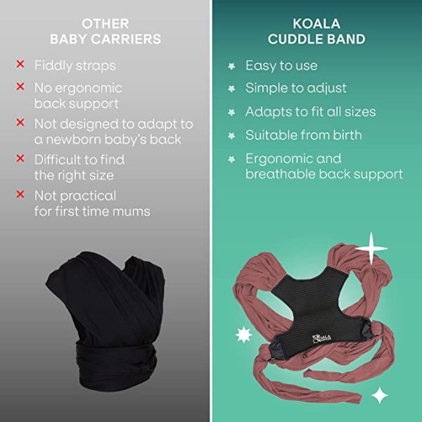 Koala Babycare Baby Sling Easy to Wear – Certified Ergonomic Support – Multi-Purpose Stretchy Baby Carrier Suitable up to 9 kg – Baby Wrap Carrier for Newborn – Bordeaux – Registered Design