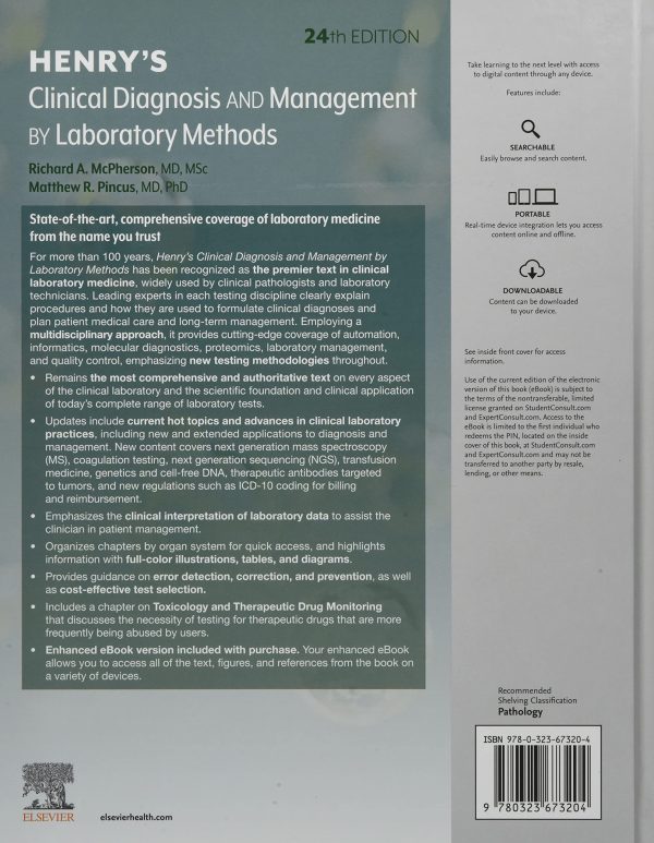 Henry’s Clinical Diagnosis and Management by Laboratory Methods 24th Edition by Richard A. McPherson MD MSc (Author), Matthew R. Pincus MD PhD (Author)