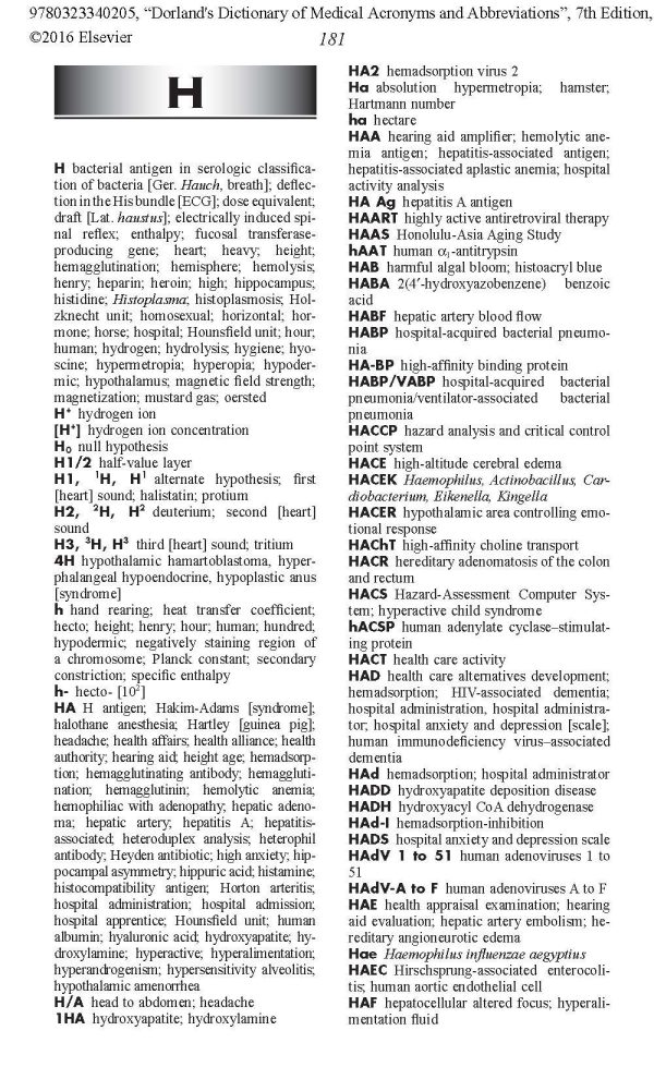Dorland’s Dictionary of Medical Acronyms and Abbreviations 7th Edition 2015