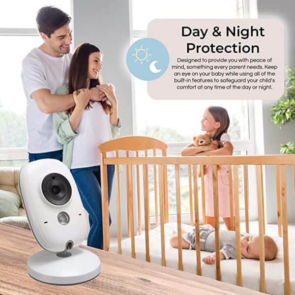 Baby Monitor, Lullaby Bay Video Baby Monitor with Camera and Night Vision. Anti-Hack Encryption, Clear 3.2″ Screen, Temperature Display, Long Range, 2-Way Talk, 8 Soothing Lullabies, Sound Activation.
