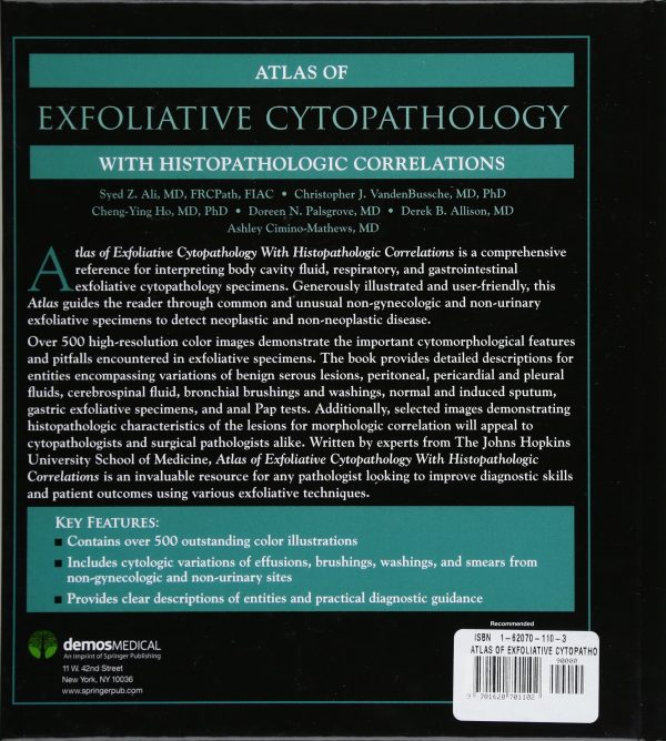 Atlas of Exfoliative Cytopathology: With Histopathologic Correlations 1st Edition by Syed Z. Ali MD FRCPath FIAC (Author), Christopher J. VandenBussche MD PhD  (Author),