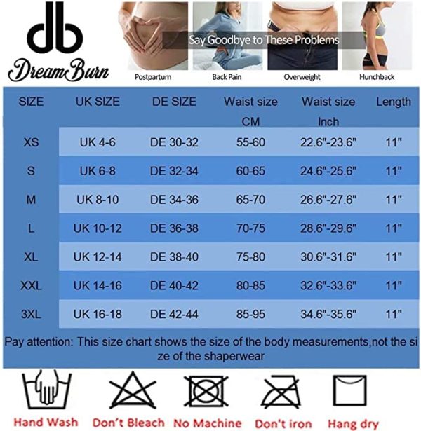Dreamburn Womens Waist Trainer Corset 3 Rows Hook 4 Flexible Steel Boned Body Shaper Tummy Control Waist Cinchers Girdle Band Underwear