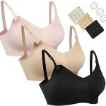 HOFISH 3PACK Full Bust Seamless Nursing Maternity Bras Bralette S-XXL with Extra Bra Extenders & Clips