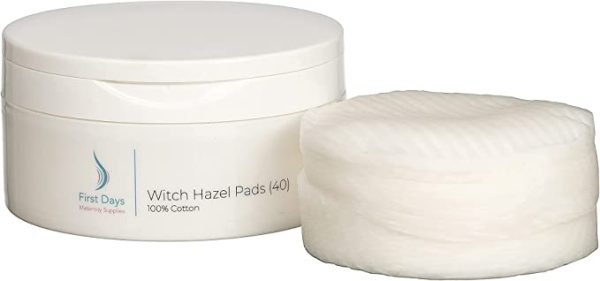 First Days Maternity – Witch Hazel Pads for Postpartum and General Use, 40 Pads, Round, 8cm, Made in U.K. (40 Count (Pack of 1))