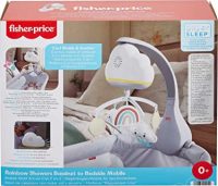 Fisher-Price Rainbow Showers Bassinet to Bedside Mobile, tabletop soother and nursery sound machine for newborn baby to toddler, HBP40