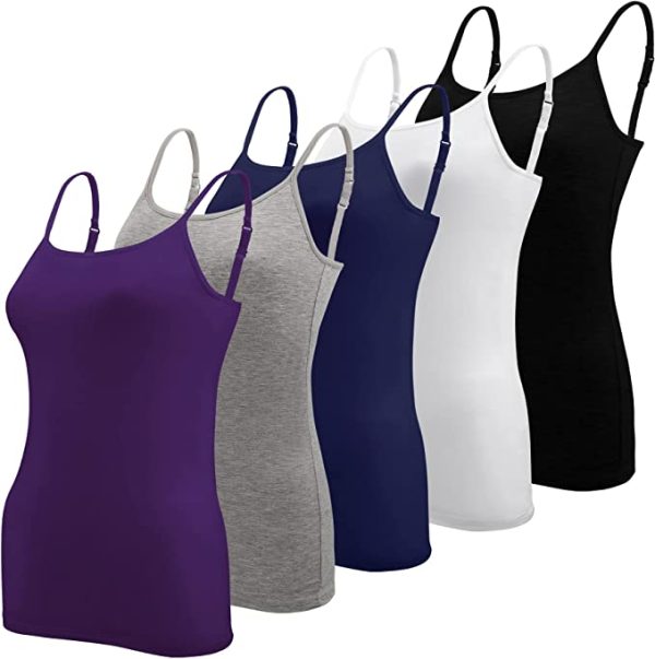 BQTQ 5 Pieces Basic Camisole Adjustable Strap Vest Top for Women and Girl