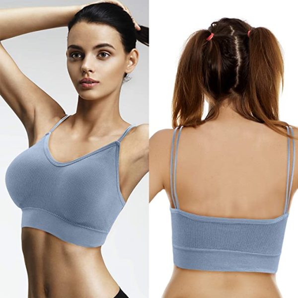 BQTQ 5 Pieces Camisole Bras for Women V Neck Camisole Bralettes Seamless Sleeping Bra with Straps and Removable Pads for Women Girls