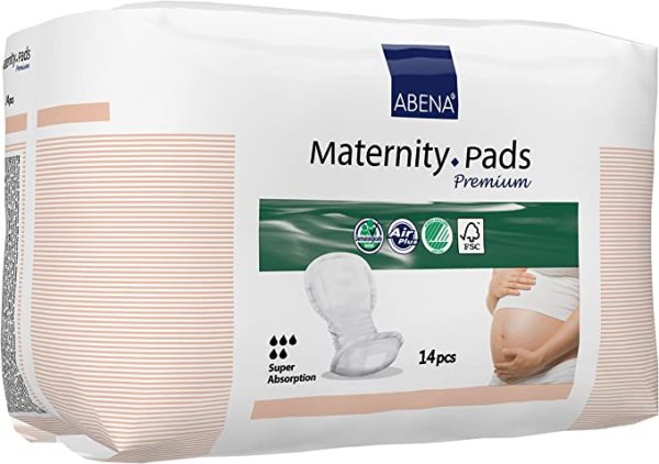Abena Premium Maternity Pads, Postpartum Essentials, Eco-Friendly Maternity Pads After Birth, Extra Protection, Breathable & Skin Friendly Incontinence Pads Women, Sustainable Maternity Pads – 14PK