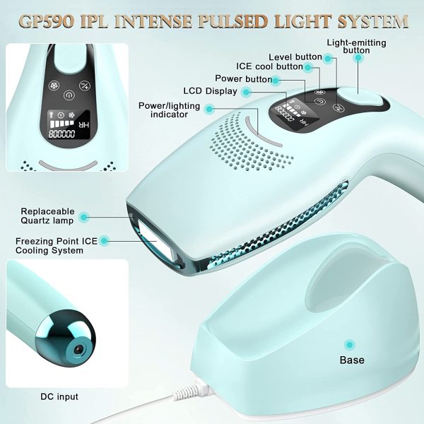 DEESS IPL Hair Removal for Women and Men, GP590 3-in-1 Unlimited Flashes Laser Hair Remover with Cooling System, at Home Painless Permanent Hair Removal Device for Face Arms Armpits Legs Bikini Body
