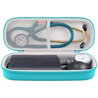 BOVKE Travel Carrying Case Compatible with 3M Littmann Classic III, Lightweight II S.E, MDF Acoustica Deluxe Stethoscopes – Extra Room for Medical Scissors EMT Trauma Shears and LED Penlight, Emerald