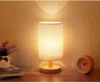 XIUWOO Bedside Table Lamp with Round Fabric Hood, Table Lamp Bedroom, Night Lamp for Bedroom, Modern Night Stand Lights, Living Room and Study Room, Dorm Office