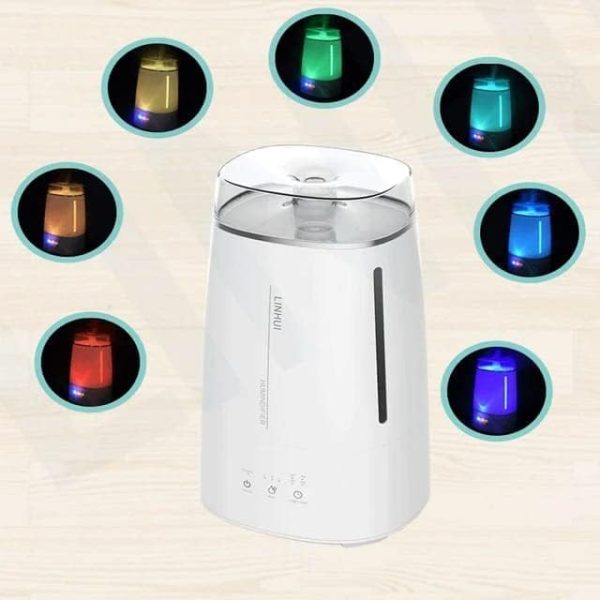 Cool Mist Bedroom Humidifier with Large Capacity Essential Oils 3.2 Liter Top Filler and 7 Touch Colors