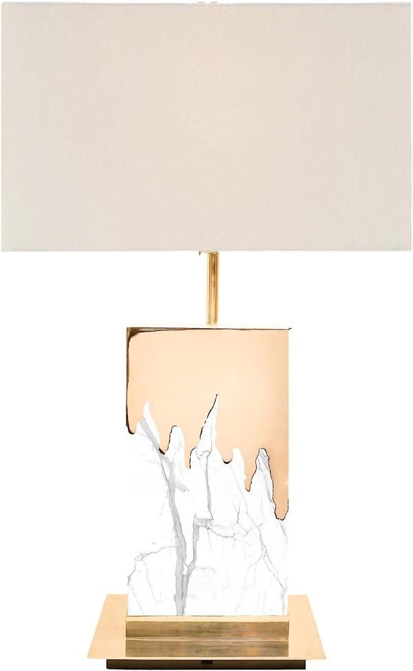 Table lamp from stainless steel and marble look with on/off touch control