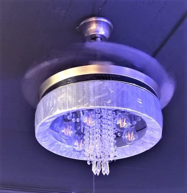 Hidden Blades Ceiling Fan and chandelier with ordinary lamp base