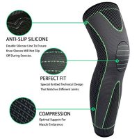 Sports knee pads,Full Leg Sleeve Long Compression Knee Brace Protect Leg for Men and Women, for Basketball, Arthritis Cycling Sport Football (Green 1pair, XXXL)