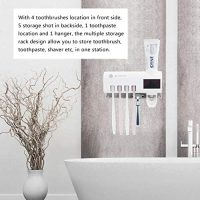 PURETTA Toothbrush sanitizer Toothbrush sterilizer and Holder with LED UV Light Sterilization Function,Rechargeable Solar Power,Wireless Design,Wall Mounted Automatic Toothpaste Dispenser（White）