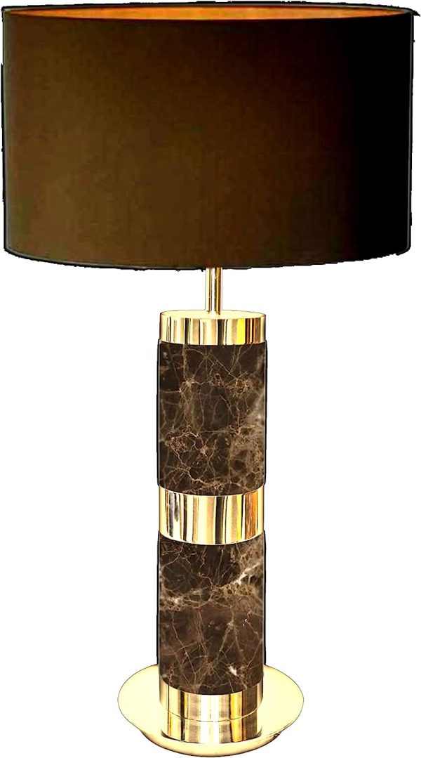 Table lamp from stainless steel and natural marble with on /off touch control