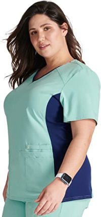 Iflex Scrubs for Women V-Neck Top with Stretchy Knit Side Panels CK605