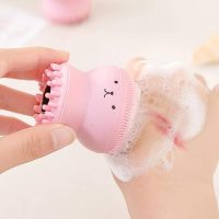 1pc Face Washing Brush Soft Silicone Facial Cleansing Brush Pore Cleaner Sweet Octopus Skin Scrubber Face Massager- assorted colors