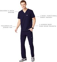 FIGS Chisec Scrub Top for Men – 3 Pockets, Tailored Fit, Squared V-Neck, 4-Way Stretch, Moisture-Wicking Men’s Scrubs