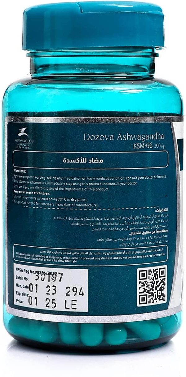 Dozova Ashwagandha,100% Pure Premium Grade KSM-66 Ashwagandha Root Extract (Withania somnifera) 300 mg, Stress Relief, Mood Enhancer, Immune & Thyroid Support, 60 Veg Capsules.