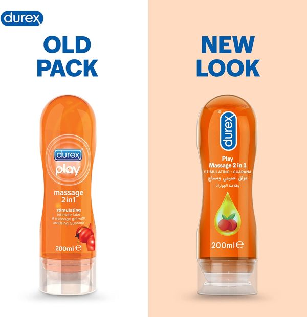 Durex Play Massage 2 in 1 Lubricant, Stimulating, Guarana- 200ml packaging may vary
