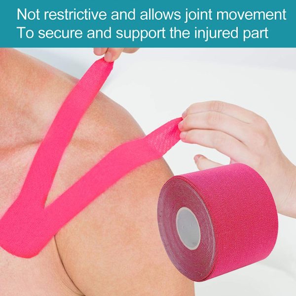 Kinesiology Tape, Breathable and Waterproof Latex Free Physio Tape Sports Tape for Muscles & Joints, Pain Relief and Injury Recovery(pink)
