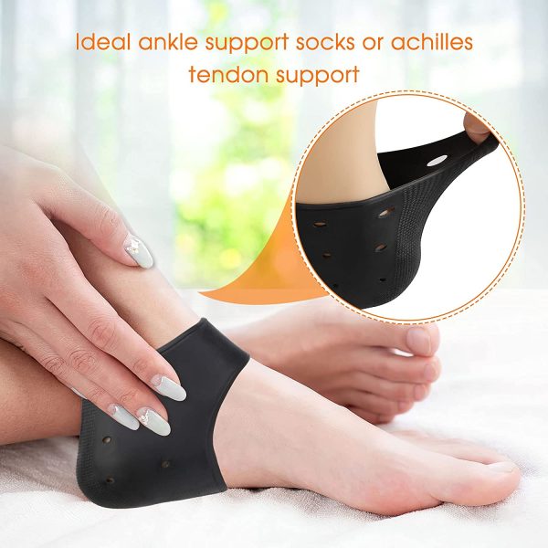 OOTSR 2 Pair Moisturizing Heel Protectors for Blister, ed Foot Heel Pads Cushion Gel for Plantar Fasciitis Heel Pain, Silicone Heel Cups Great for Women and Men (Black Color)