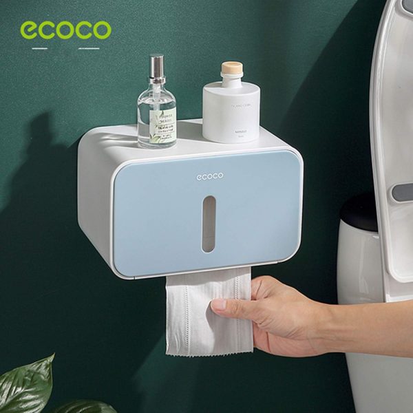Meiyijia Toilet Roll Holder,Self Adhesive, Wall Mount Toilet Roll Holder,with Waterproof and dust Cover,Be applicable Roll paper,Fold Paper Towel Multifold Paper Towel Dispenser (Blue)