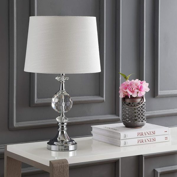 Modern Satin Lamp and Crystal of White (SILVER)