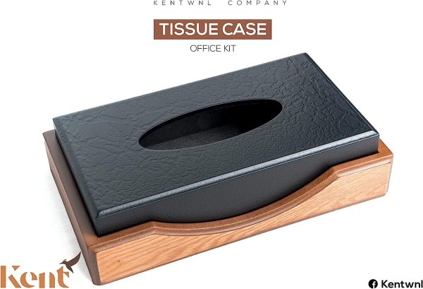 Tissue Organizer (Brown and Black) Tissue Box,with Removable Lid Luxury Wooden Paper Holder Napkins Case Brown