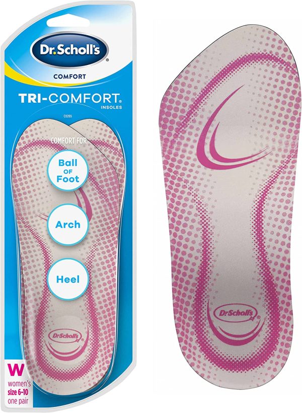 Dr. Scholl’s Tri-Comfort Insoles – for Heel, Arch Support and Ball of Foot with Targeted Cushioning (for Women’s 6-10)