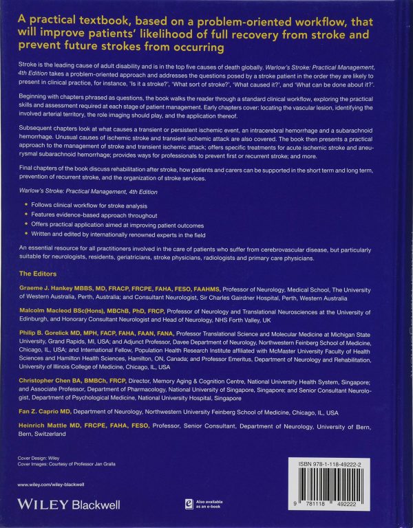 Warlow’s Stroke: Practical Management 4th Edition by Malcolm Macleod (Editor), Graeme J. Hankey (Editor), Philip B. Gorelick (Editor), Christopher Chen (Editor), Fan Z. Caprio (Editor), Heinrich Mattle (Editor)