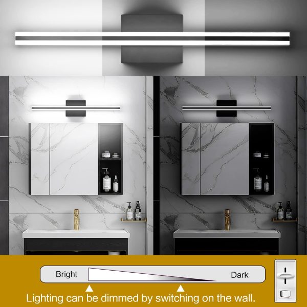 SOLFART Dimmable Vanity Lights for Bathroom Bathroom Light Fixtures Over Mirror Modern Matt Black Led Lights
