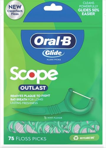 Oral-B Glide Complete Floss Picks, Dental Floss Picks, Scope Outlast, 75-ct, Toothpicks Floss Picks