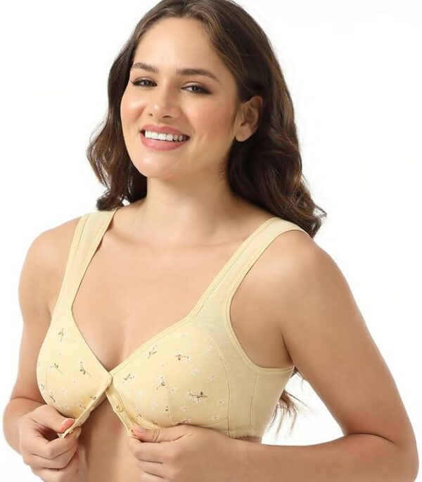 Daisy Bras for Women, Front Snap Closure Padded Bra for Older Senior Women, No Underwire Comfortable Bra