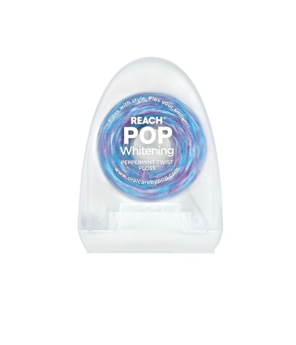 REACH POP Whitening Dental Floss, Peppermint, Baking Soda Infused, Teeth Whitening, Plaque Remover for Teeth, Shred Resistant, Vegan Wax, Cruelty Free, Oral Care, PFAS Free, 1 Pack, 54.6 yd