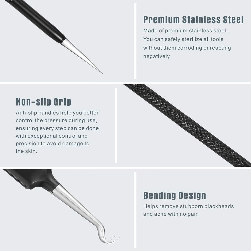 Blackhead Remover Pimple Popper Tool Kit - (6 Piece Kit) - Professional Stainless Pimples Comedone Extractor Removal Tool - Image 4