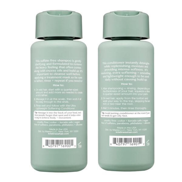 Kristin Ess Hair Softening Moisture Repair Shampoo and Conditioner Set for Curly + Thick Hair – Sulfate Free + Color Safe + Gentle – Anti-Frizz – Deep Conditioner for Color Treated & Dry Damaged Hair
