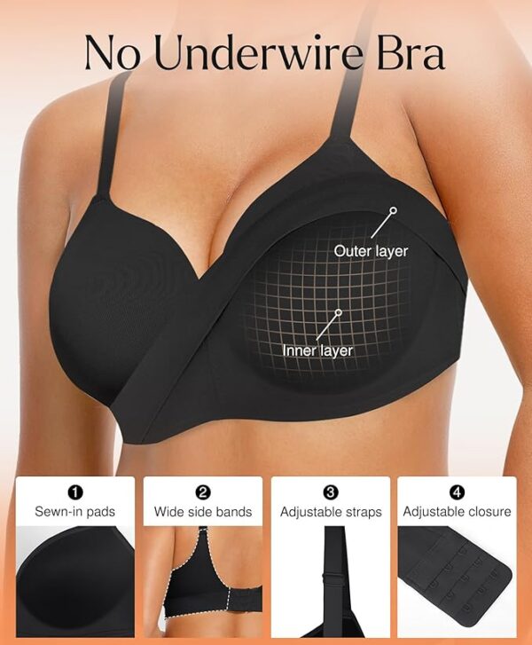 Popilush Bras for Women Support Push Up Bralettes Full Coverage No Underwire Seamless Comfortable Everyday Bras
