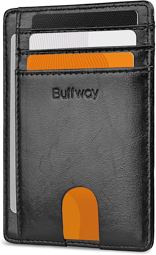 Buffway Slim Minimalist Front Pocket RFID Blocking Leather Wallets for Men and Women