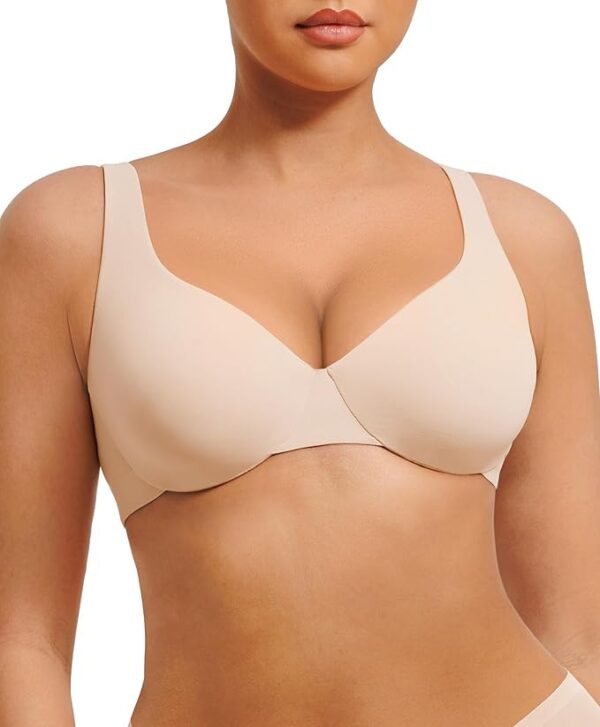 FeelinGirl Bras for Women Unlined No Padding Comfort Underwire Plus Size Full Coverage Seamless Plunge Everyday Bras