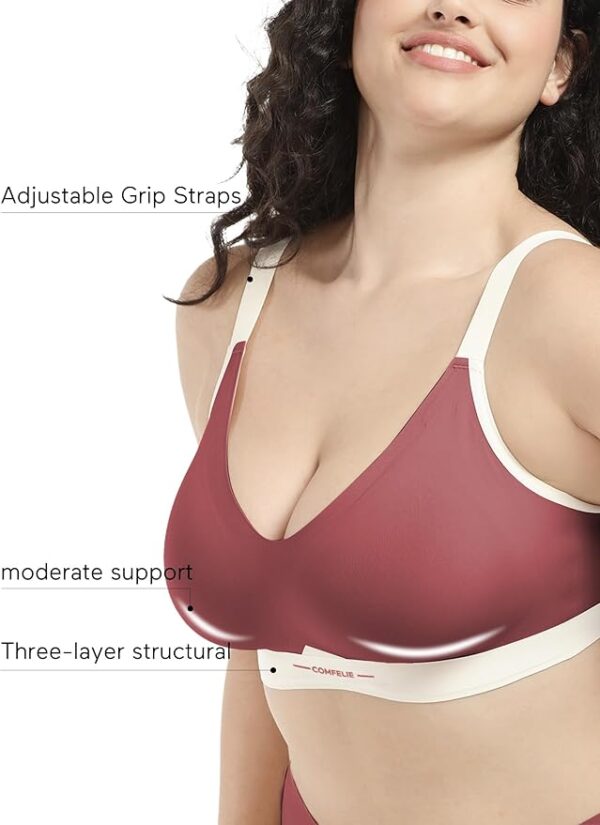Seamless Wireless Bra for Busty Women No Underwire Lightly Lined Deep V T-Shirt Bralette Underarm-Smoothing