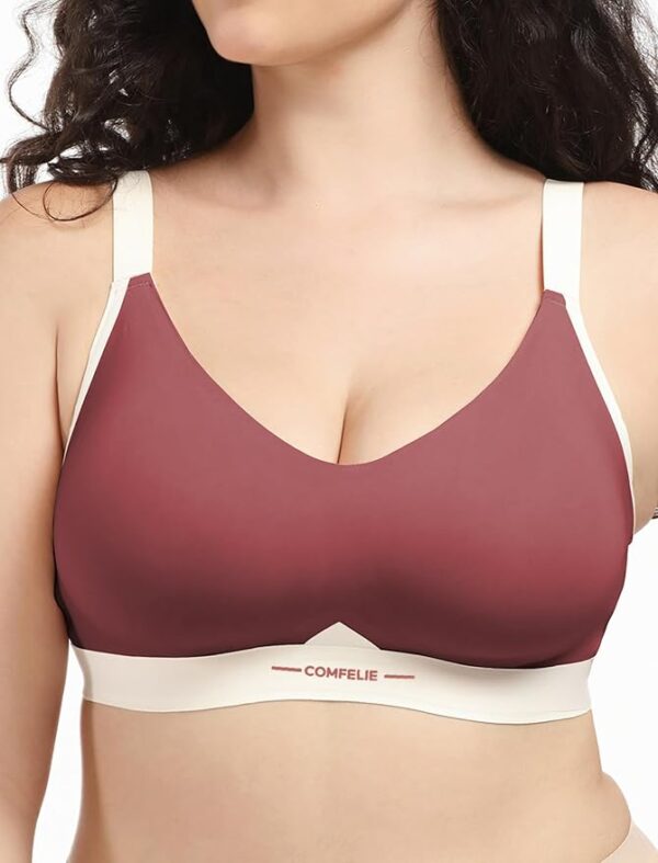 Seamless Wireless Bra for Busty Women No Underwire Lightly Lined Deep V T-Shirt Bralette Underarm-Smoothing