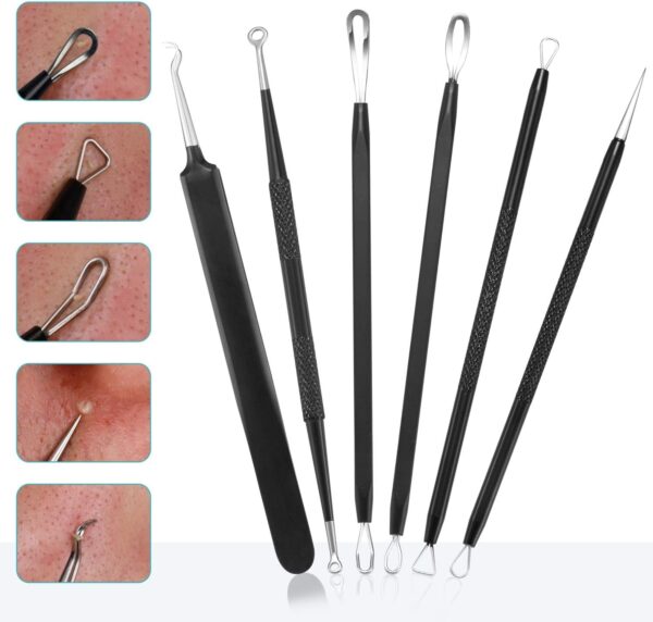 Blackhead Remover Pimple Popper Tool Kit – (6 Piece Kit) – Professional Stainless Pimples Comedone Extractor Removal Tool