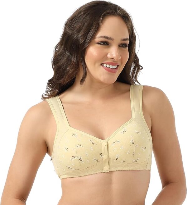 Daisy Bras for Women, Front Snap Closure Padded Bra for Older Senior Women, No Underwire Comfortable Bra
